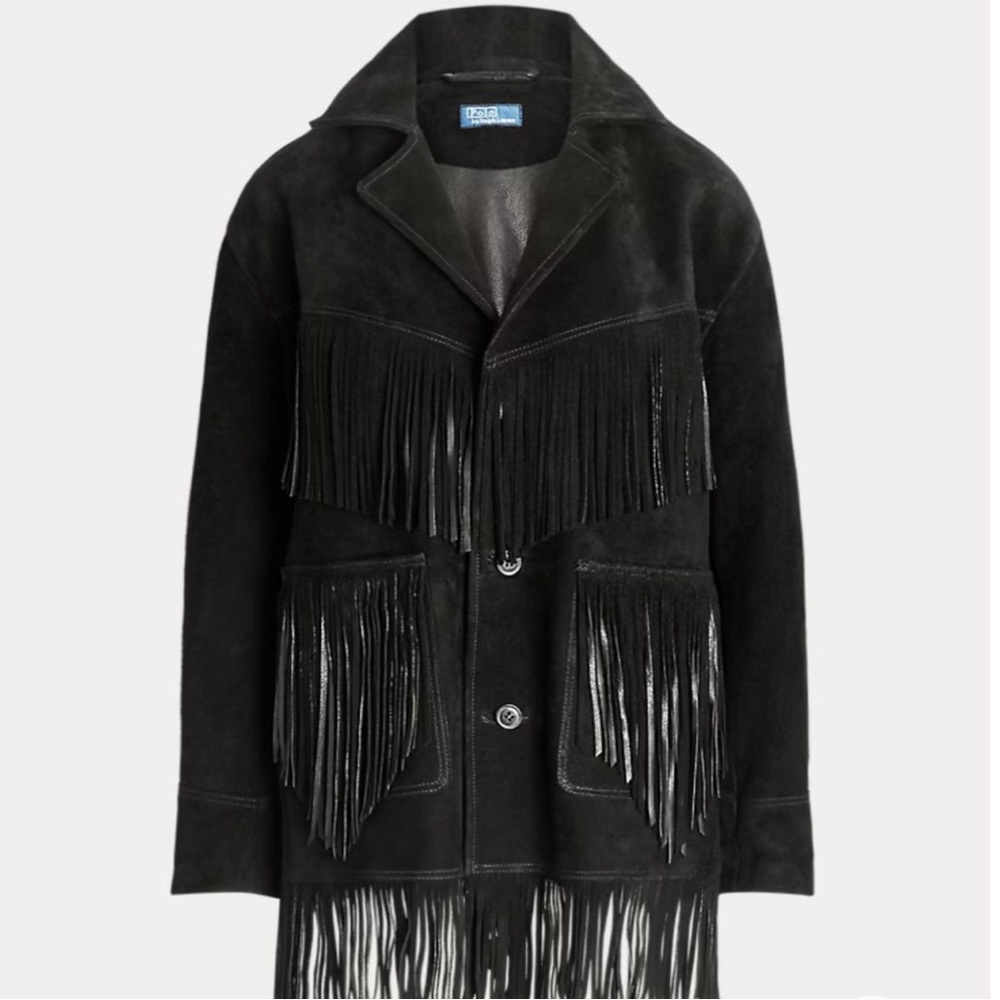 NWT Polo Ralph Lauren Fringe Suede Western Jacket in Black, Size XXL - Picture 5 of 16